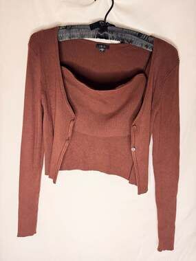 Iris Ribbed Knit Two-Piece Cardigan and Tube Top Set Size M/L